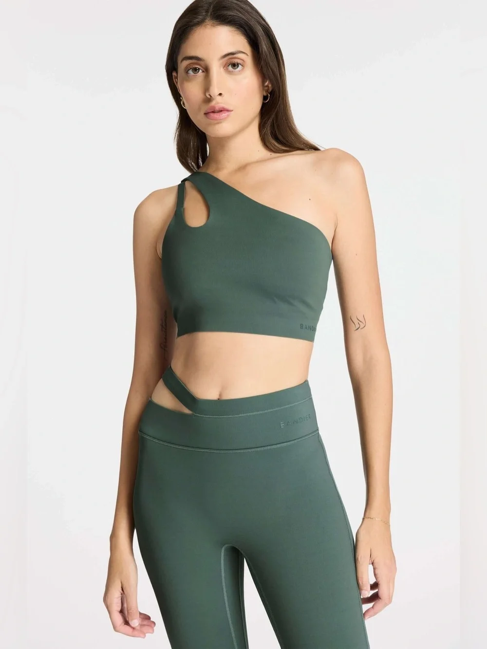 Carbon38/BANDIER | Aria One Shoulder Bra & Asymmetric Leggings Set | Small